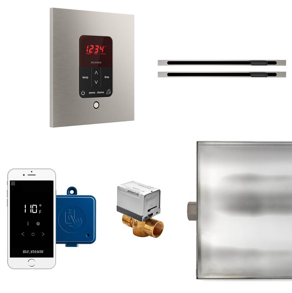Mr. Steam - Butler Max Linear Steam Shower Control Package with iTempoPlus Control and Linear SteamHead in Square Brushed Nickel - Brushed Nickel