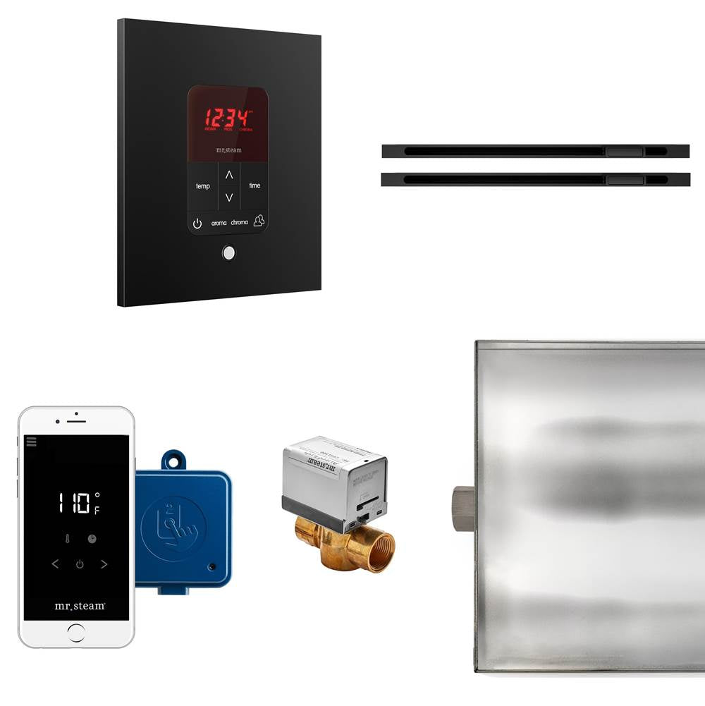 Mr. Steam - Butler Max Linear Steam Shower Control Package with iTempoPlus Control and Linear SteamHead in Square Matte Black - Matte Black