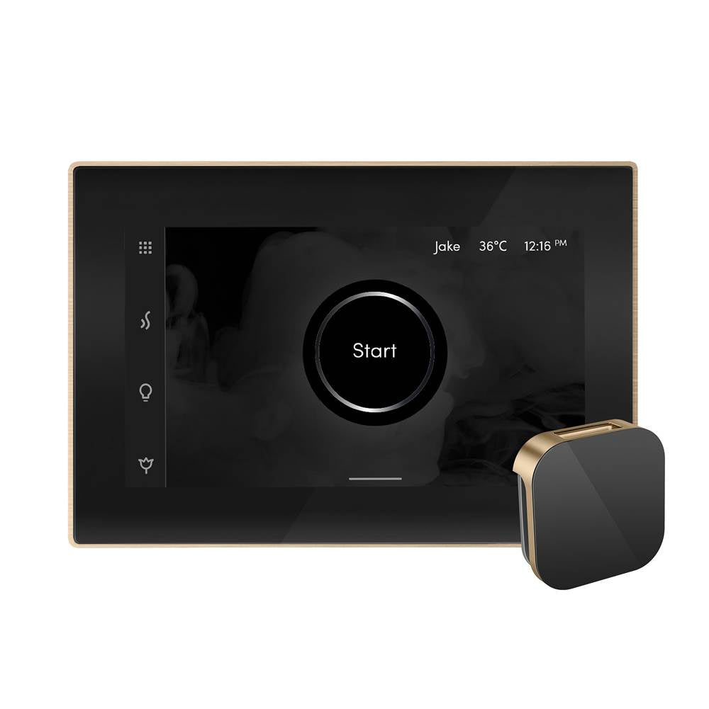 iSteamX Steam Shower Control and Aroma Glass SteamHead in Black Brushed Bronze