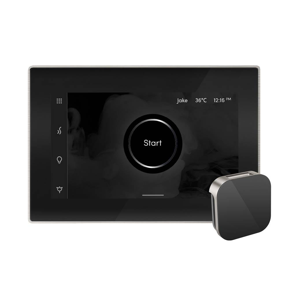 iSteamX Steam Shower Control and Aroma Glass SteamHead in Black Brushed Bronze