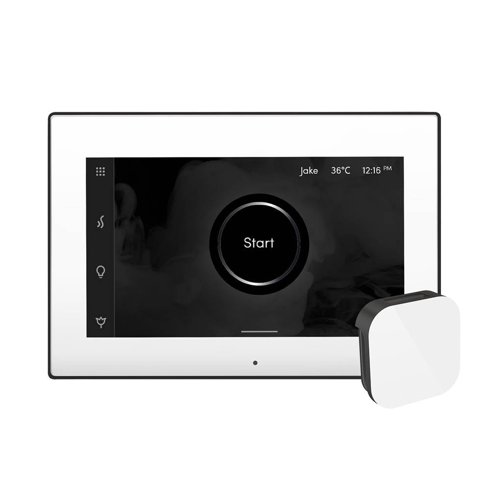 iSteamX Steam Shower Control and Aroma Glass SteamHead in White Brushed Bronze