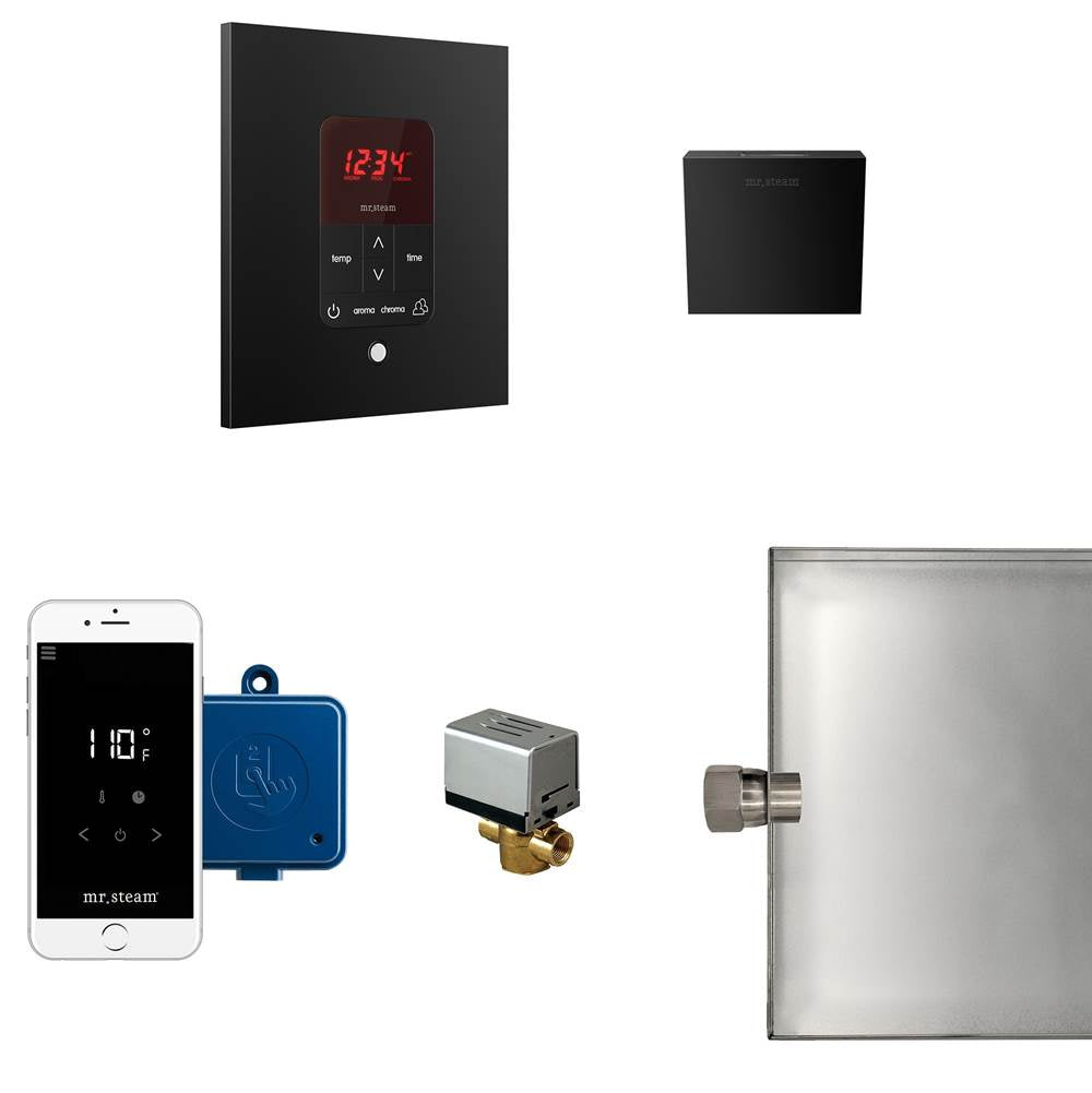 Mr. Steam - Butler Steam Shower Control Package with iTempoPlus Control and Aroma Designer SteamHead in Square Matte Black - Matte Black