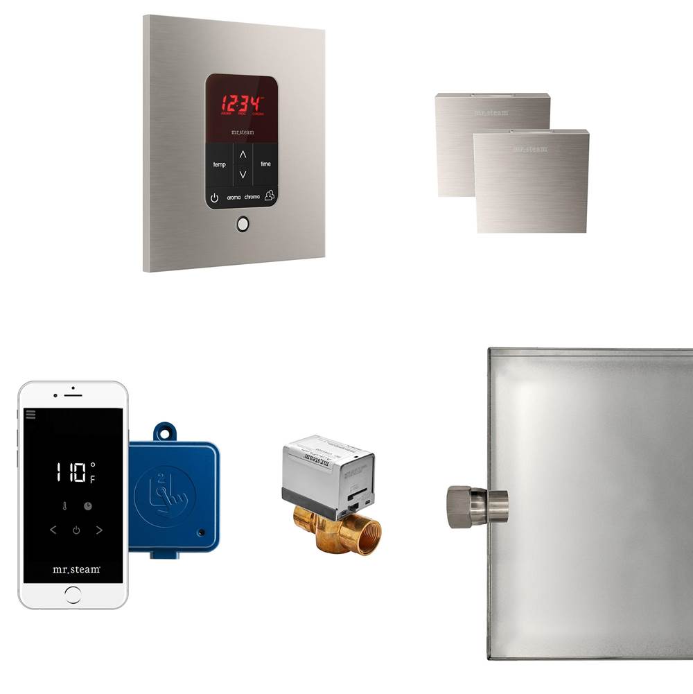Mr. Steam - Butler Max Steam Shower Control Package with iTempoPlus Control and Aroma Designer SteamHead in Square Brushed Nickel - Brushed Nickel
