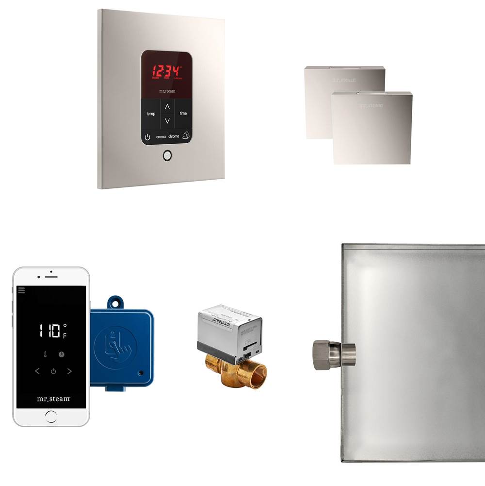 Mr. Steam - Butler Max Steam Shower Control Package with iTempoPlus Control and Aroma Designer SteamHead in Square Polished Nickel - Polished Nickel