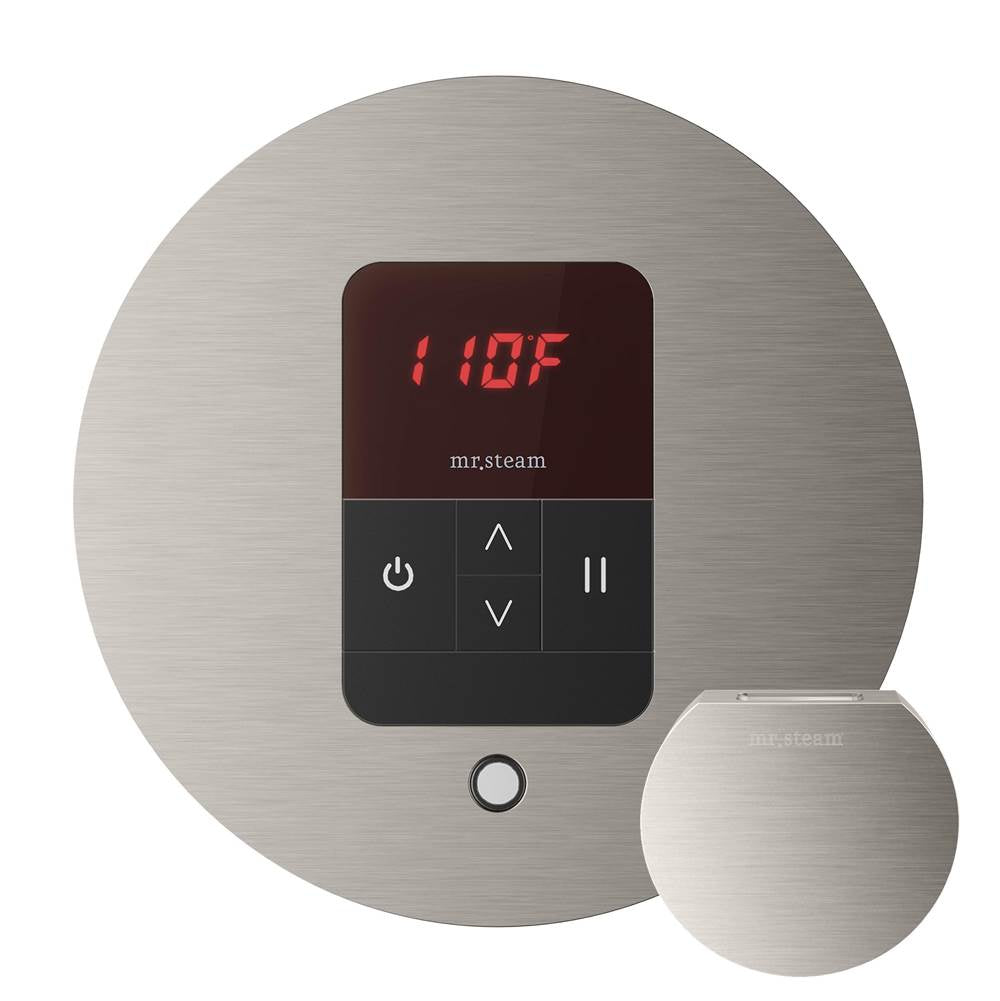 Mr. Steam - iTempo Steam Shower Control and Aroma Designer SteamHead in Round Brushed Nickel - Brushed Nickel