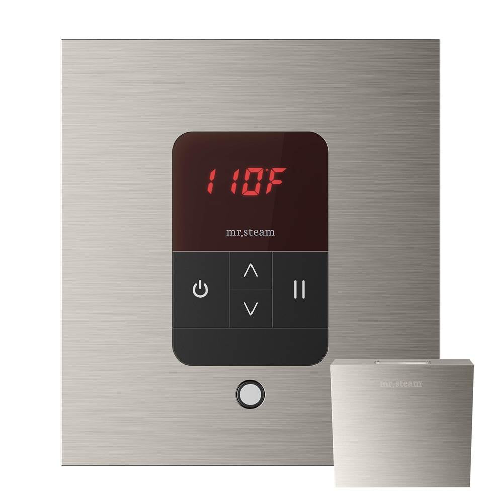 Mr. Steam - iTempo Steam Shower Control and Aroma Designer SteamHead in Square Brushed Nickel - Brushed Nickel