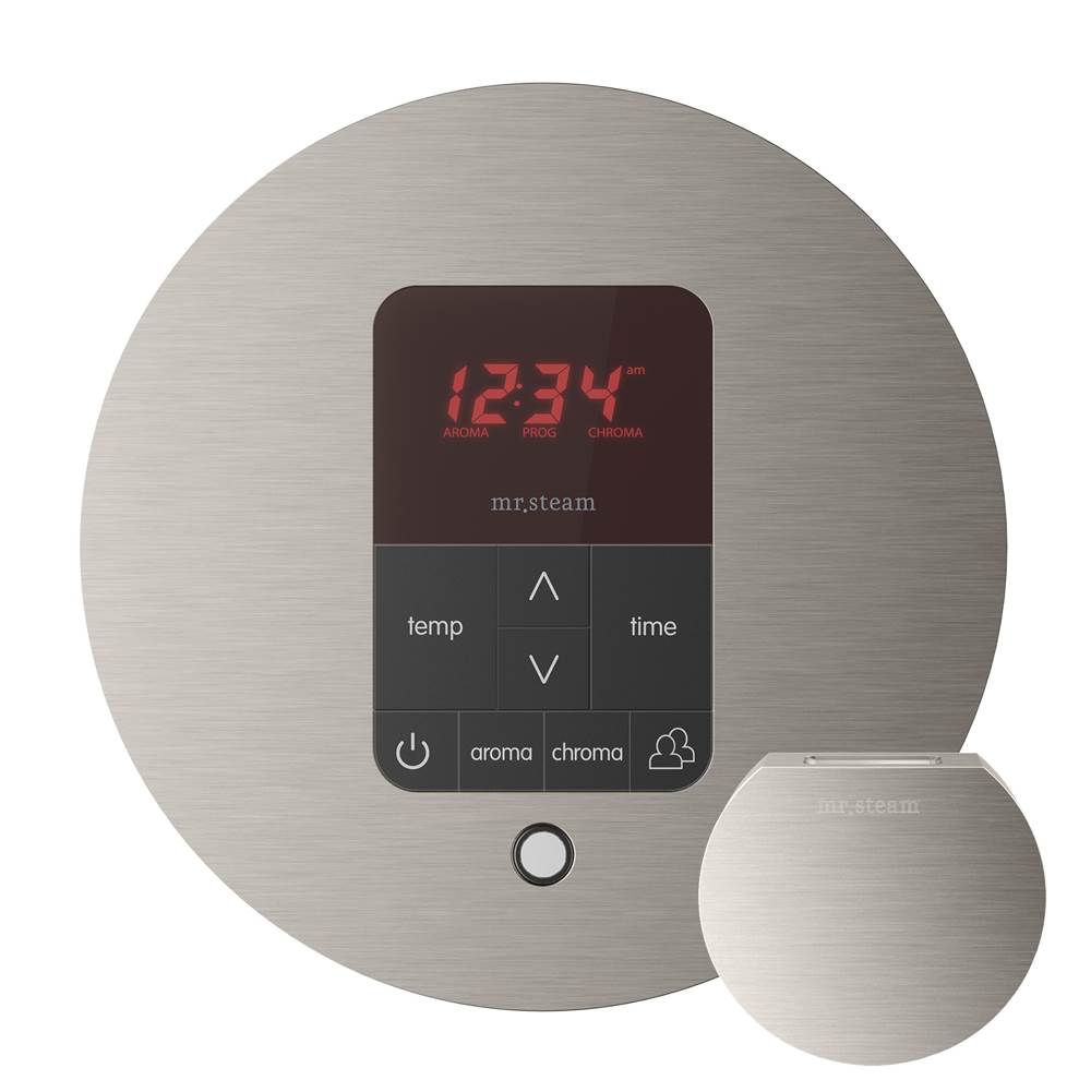Mr. Steam - iTempoPlus Steam Shower Control and Aroma Designer SteamHead in Round Brushed Nickel - Brushed Nickel