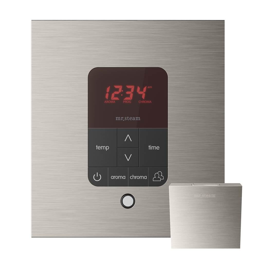 Mr. Steam - iTempoPlus Steam Shower Control and Aroma Designer SteamHead in Square Brushed Nickel - Brushed Nickel