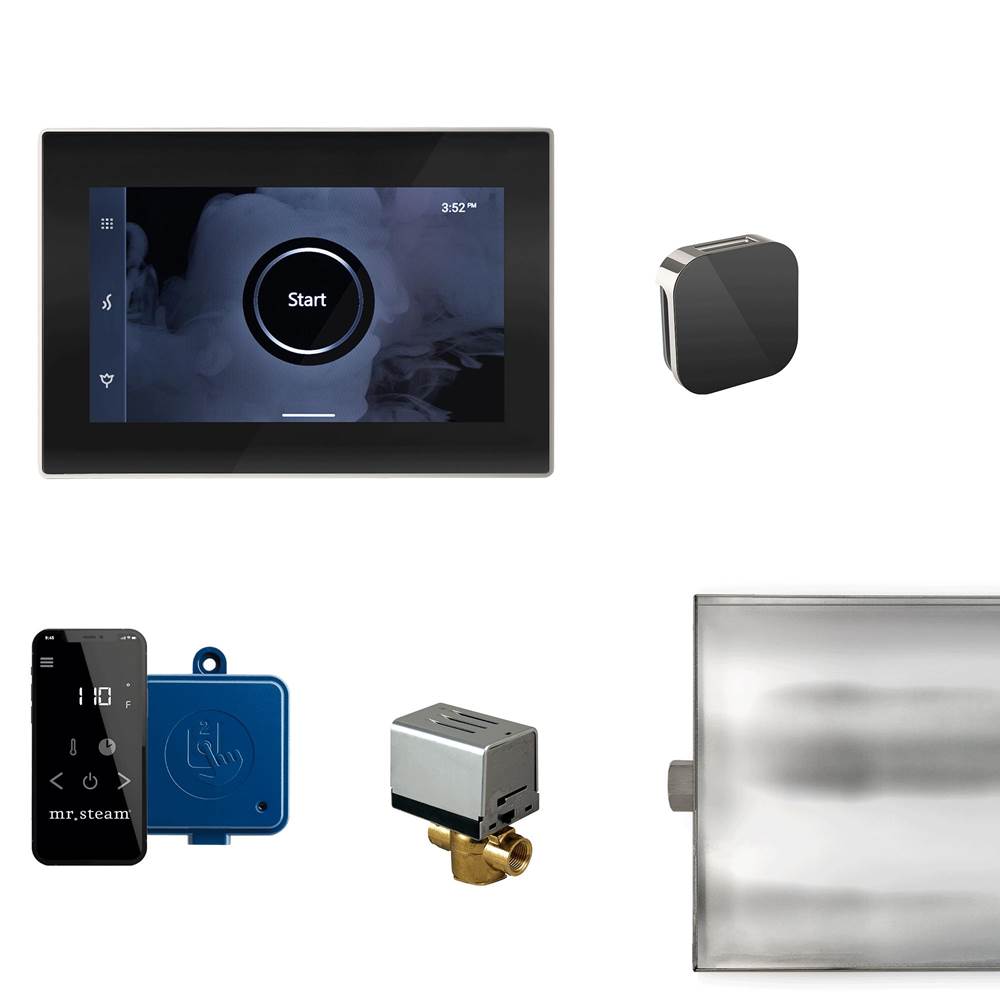 Mr. Steam - XButler Steam Shower Control Package with iSteamX Control and Aroma Glass SteamHead in Black Polished Nickel - Black Polished Nickel