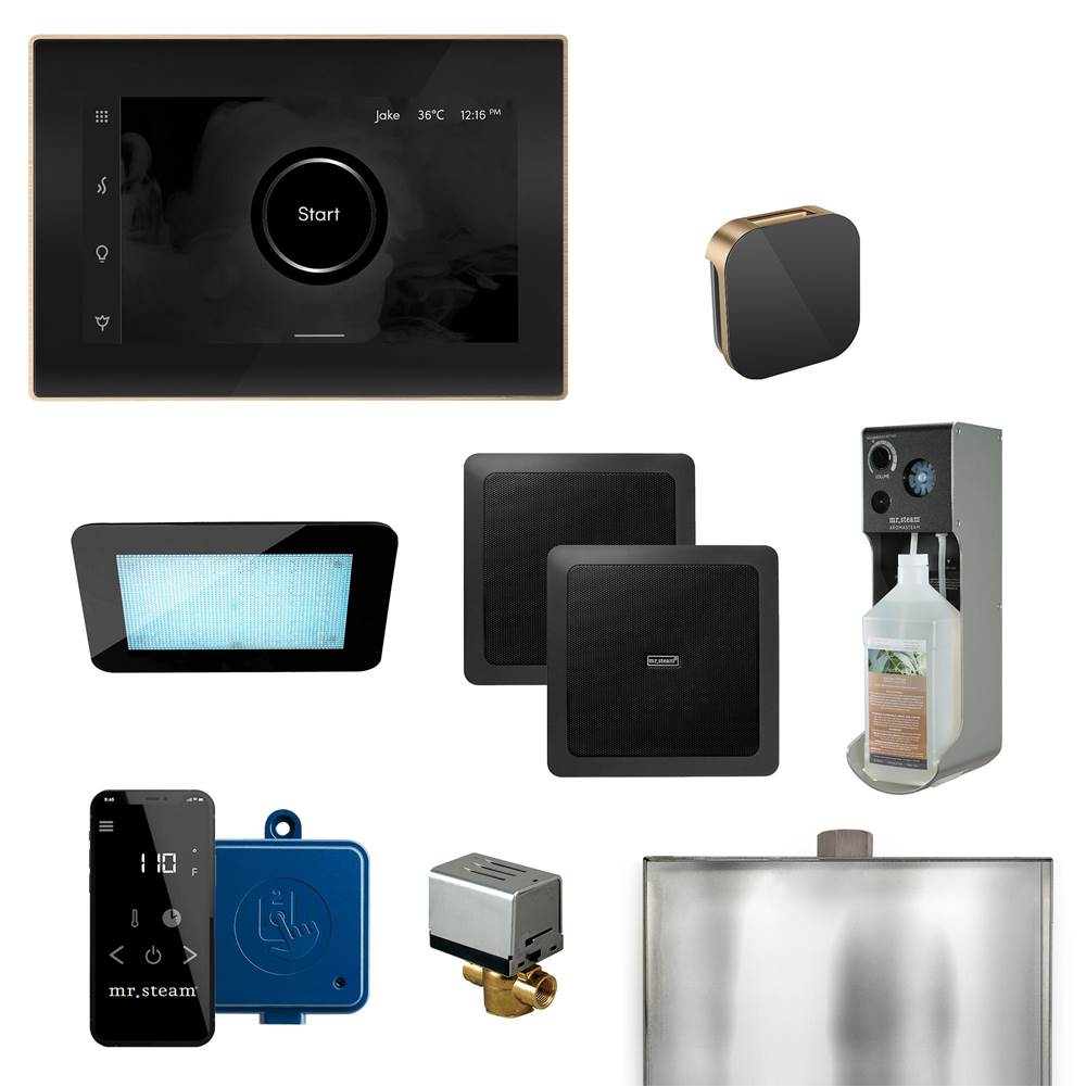 Mr. Steam - XDream Programmable Steam Generator Control Kit with iSteamX Control and Aroma Glass Steamhead in Black Brushed Bronze - Black Brushed Bronze