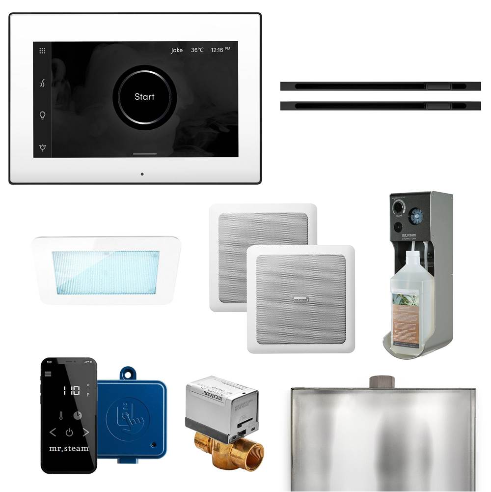 Mr. Steam - XDream Max Linear Programmable Steam Generator Control Kit with iSteamX Control and Linear Steamhead in White Matte Black - White Matte Black