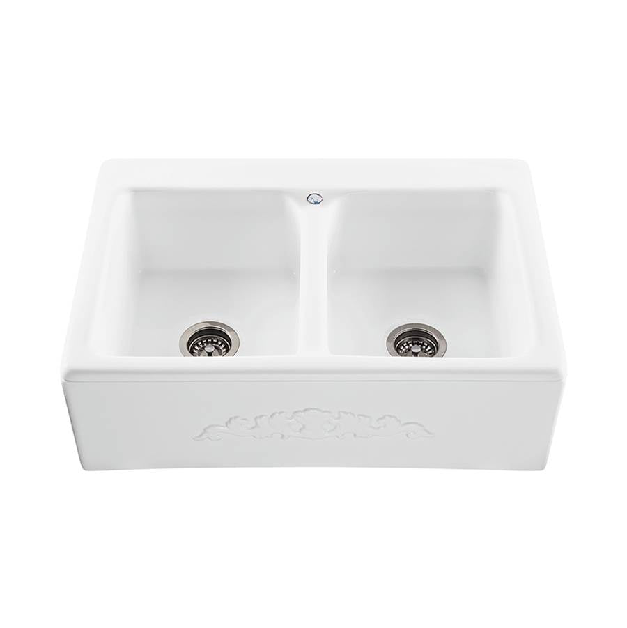 MTI Basics - EMBOSSED FRONT DOUBLE BOWL BASI 33X22 WHITE - White