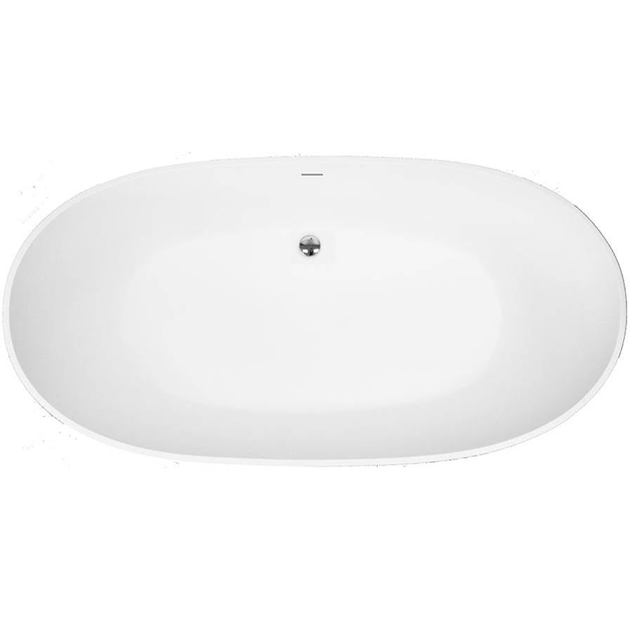 ELENA SCULPTURESTONE FREESTANDING FLAT RIM SOAKER - MATTE BISCUIT (65X32)