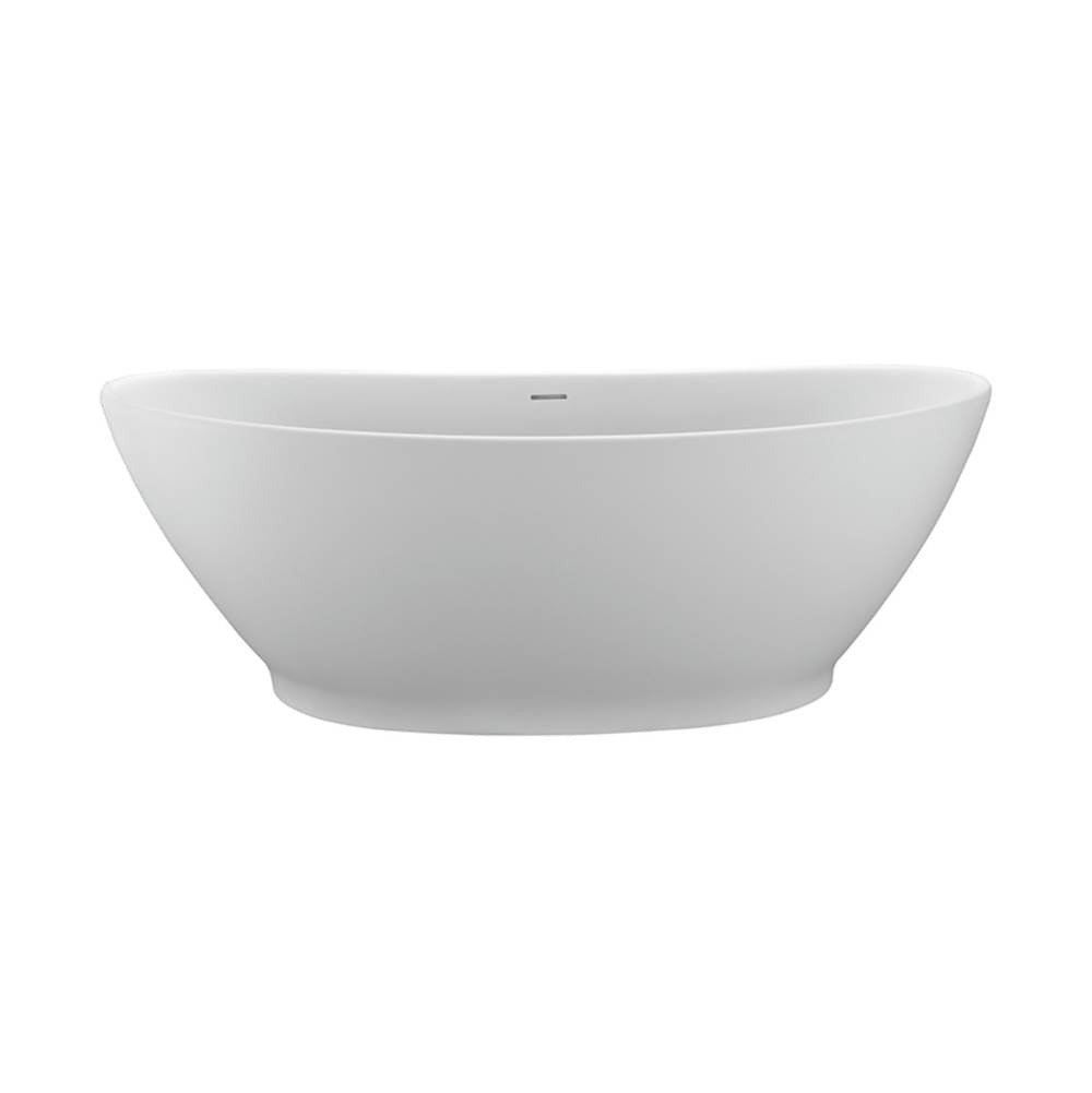 MTI Baths - ELISE SCULPTURESTONE FREESTANDING INTEGRAL PEDESTAL SOAKER - GLOSS WHITE (67.5X36.5) - Gloss White