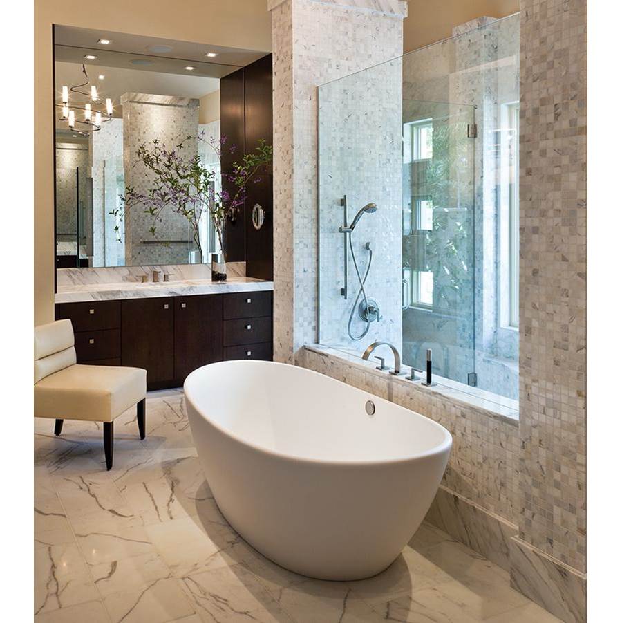 ELISE SCULPTURESTONE FREESTANDING INTEGRAL PEDESTAL AIR BATH - MATTE BISCUIT (66X33.5)