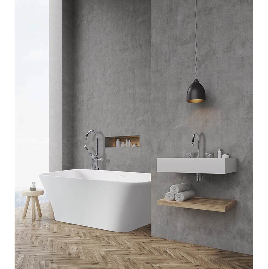 ADDISON 3 SCULPTURESTONE FREESTANDING AIR BATH - MATTE BISCUIT (65.5X31.75)