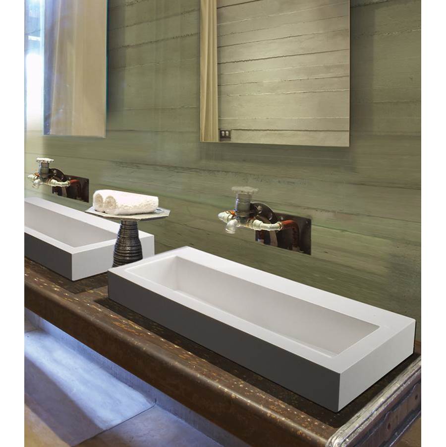 MTI Baths - METRO 2 SCULPTURESTONE WALL-MOUNTED - GLOSS WHITE (37.25X17.25) - Gloss White