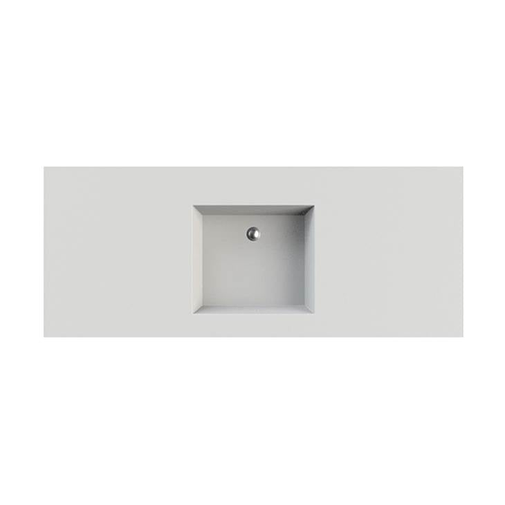 MTI Baths - PETRA 1 SCULPTURESTONE COUNTER SINK DOUBLE BOWL UP TO 68''- GLOSS WHITE - Gloss White