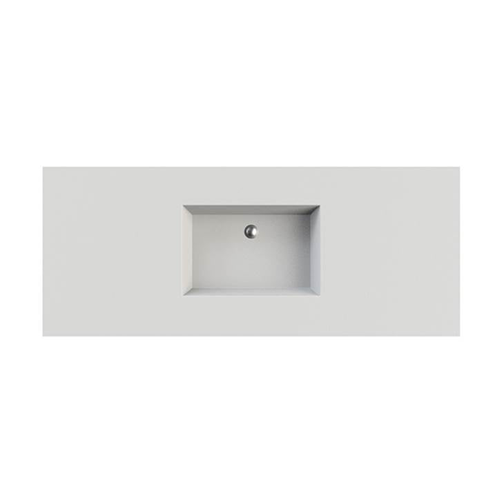 MTI Baths - PETRA 3 SCULPTURESTONE COUNTER SINK DOUBLE BOWL UP TO 80''- GLOSS WHITE - Gloss White
