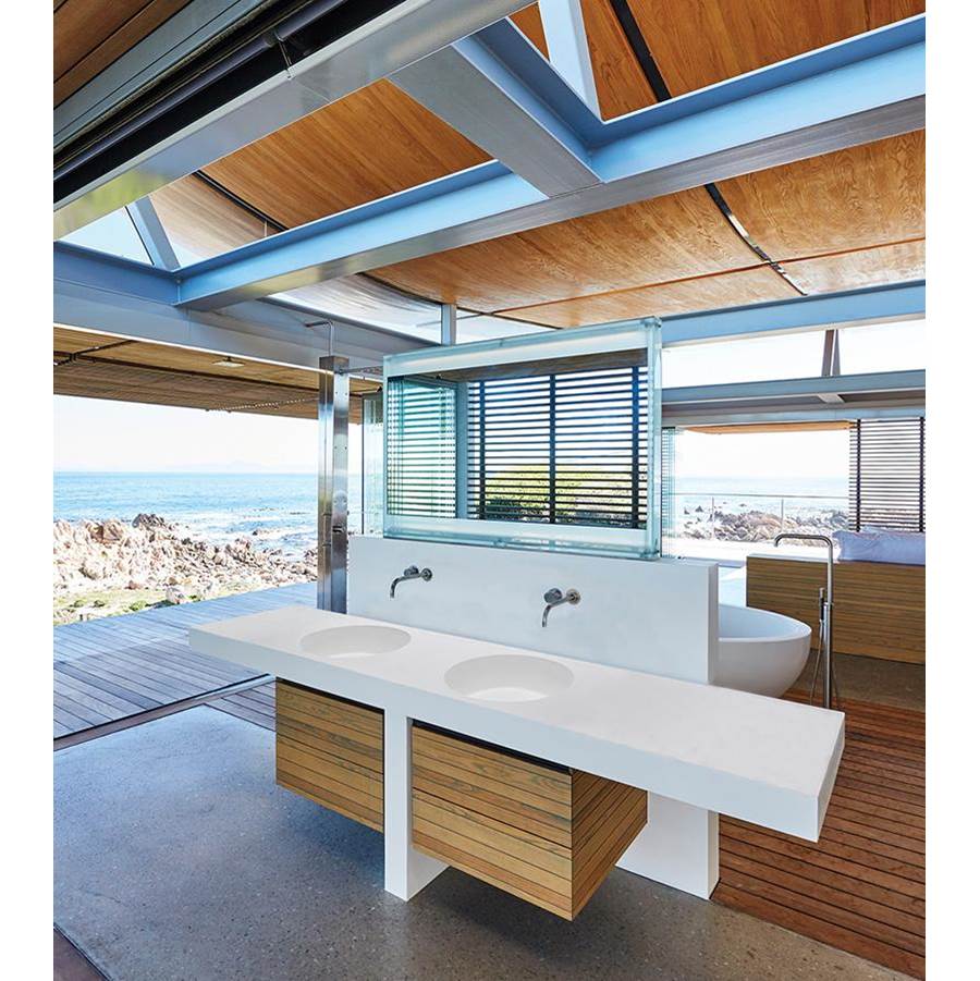 MTI Baths - HALO 2 SCULPTURESTONE COUNTER SINK SINGLE BOWL UP TO 74''- MATTE WHITE - White Matte