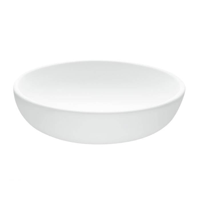 MTI Baths - LUNA 2 SCULPTURESTONE VESSEL ROLLED RIM - MATTE WHITE (15.75) - White Matte