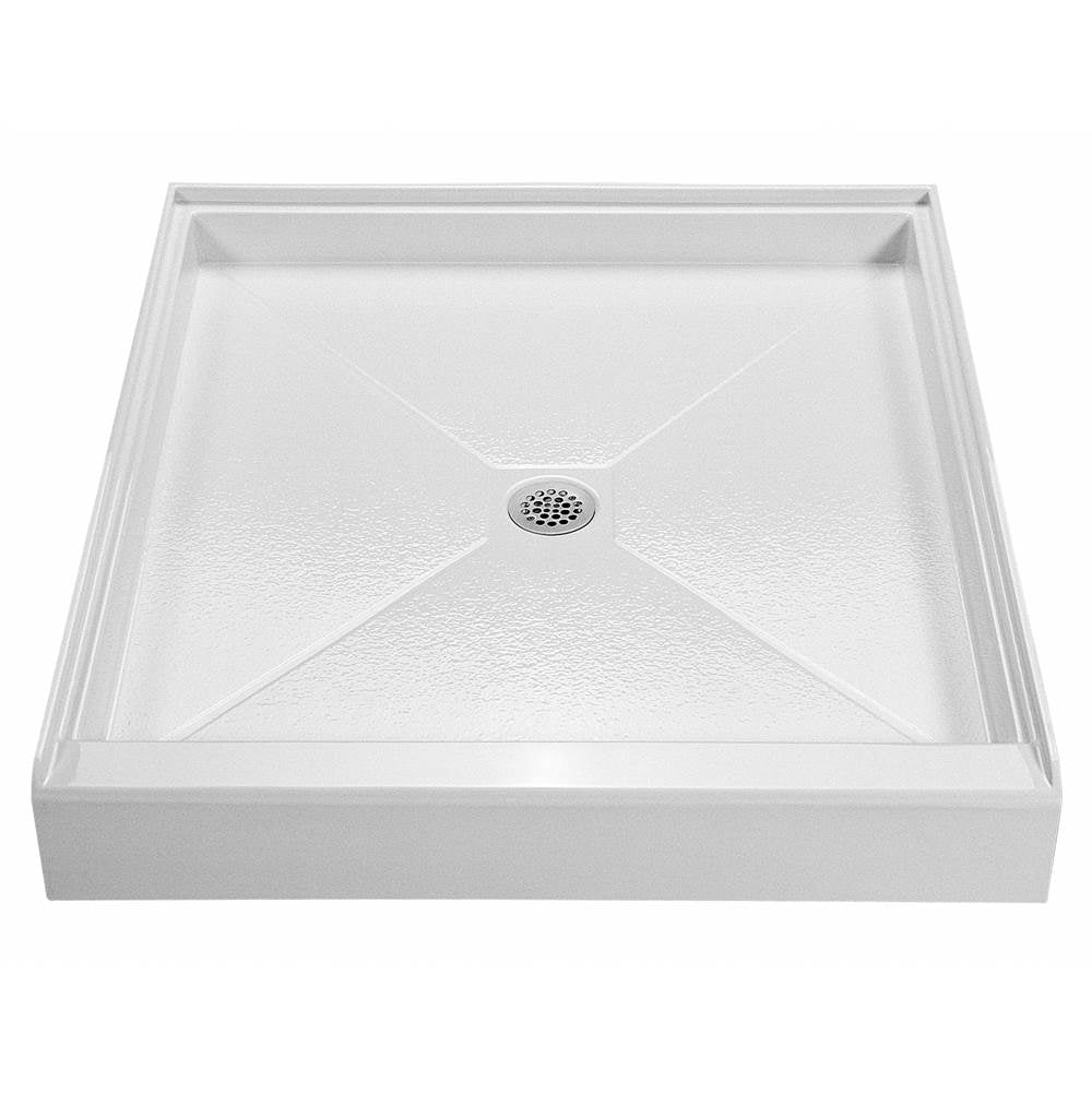 MTI Baths - 4248 ACRYLIC CXL CENTER DRAIN 42'' THRESHOLD 3-SIDED INTEGRAL TILE FLANGE - WHITE - White