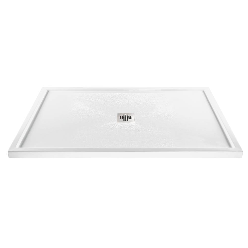 MTI Baths - 5434 ACRYLIC CXL CENTER DRAIN MULTI THRESHOLD - WHITE - White