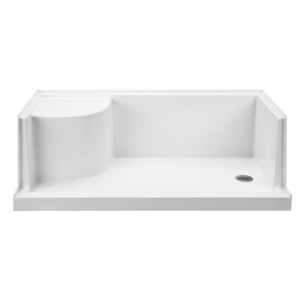 MTI Baths - 6030 ACRYLIC CXL LH DRAIN INTEGRAL SEAT/TILE FLANGE - WHITE - White