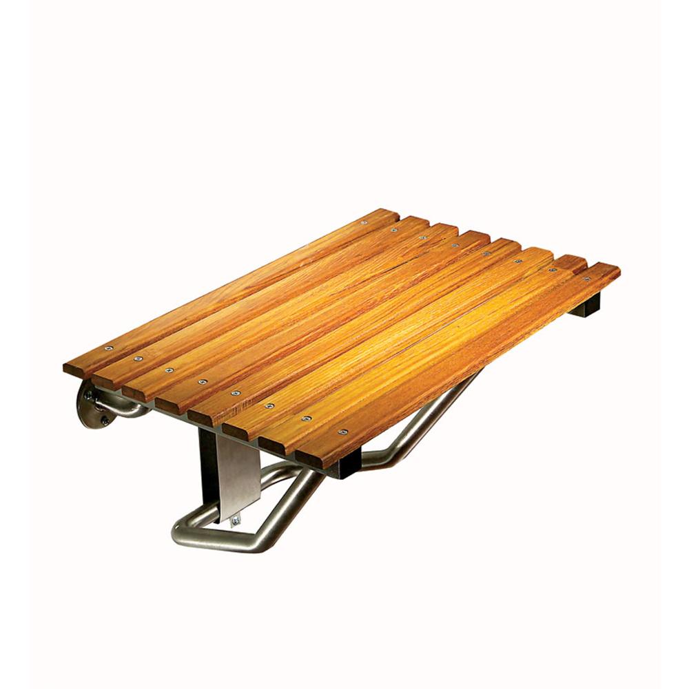 MTI Baths - TEAK SHOWER SEAT - NATURAL STAINLESS (22x15)