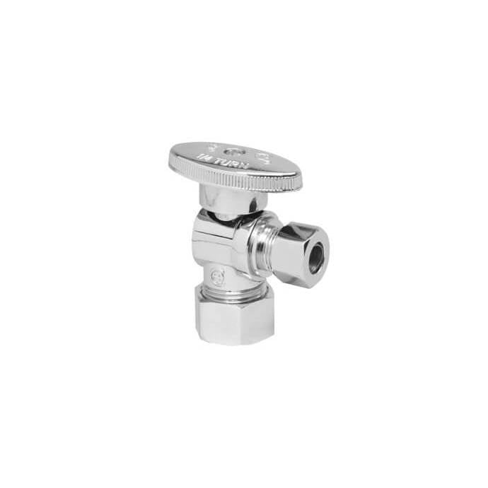 Mountain Plumbing - Brass Oval Handle with 1/4 Turn Ball Valve - Lead Free - Angle (1/2'' Compression) - White
