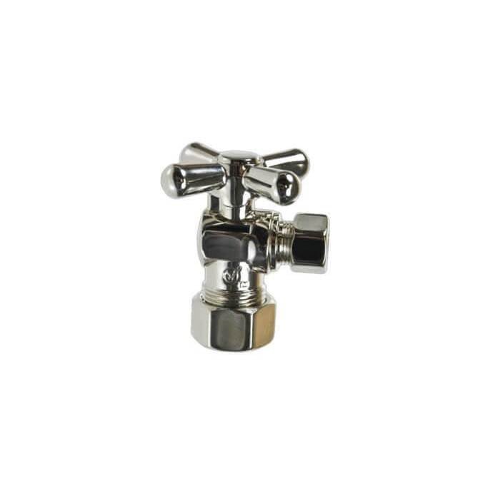 Mountain Plumbing - Brass Cross Handle with 1/4 Turn Ball Valve - Lead Free - Angle (1/2'' Compression) - White
