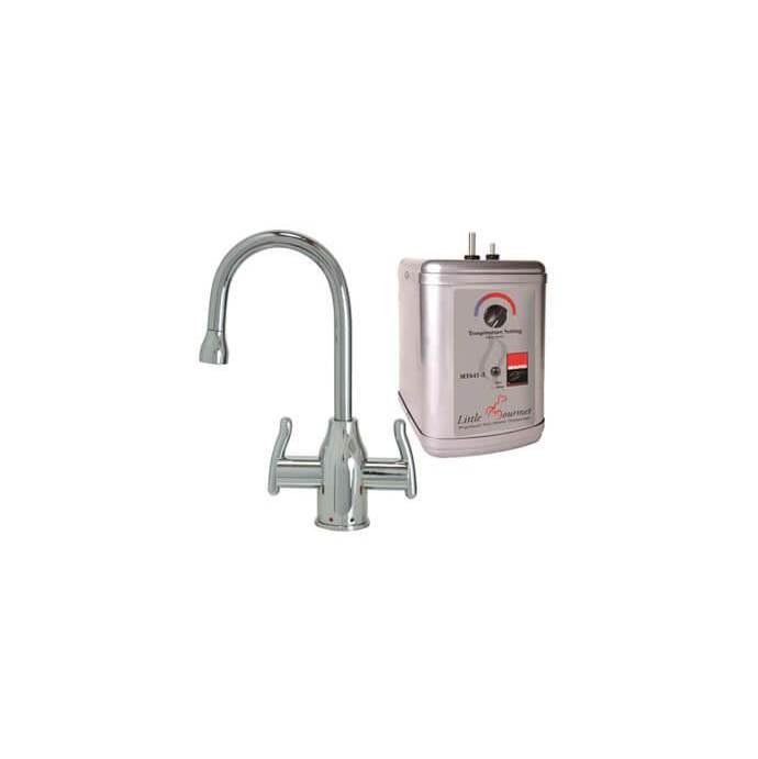 Mountain Plumbing - Hot & Cold Water Faucet with Modern Curved Body & Handles & Little Gourmet Premium Hot Water Tank - PVD Brushed Bronze