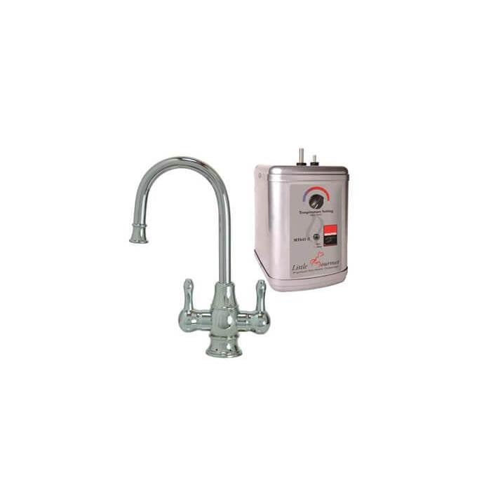 Mountain Plumbing - Hot & Cold Water Faucet with Traditional Curved Body & Curved Handles & Little Gourmet Premium Hot Water Tank - Matte Black