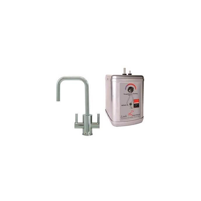 Mountain Plumbing - Hot & Cold Water Faucet with Contemporary Round Body & Handles (90° Spout) & Little Gourmet Premium Hot Water Tank - PVD Polished Nickel