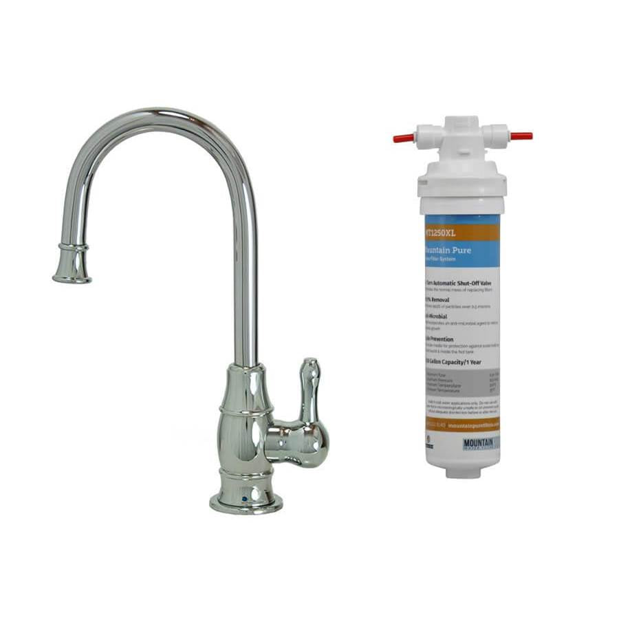 Mountain Plumbing - Point-of-Use Drinking Faucet with Traditional Curved Body & Curved Handle & Mountain Pure Water Filtration System - Satin Brass