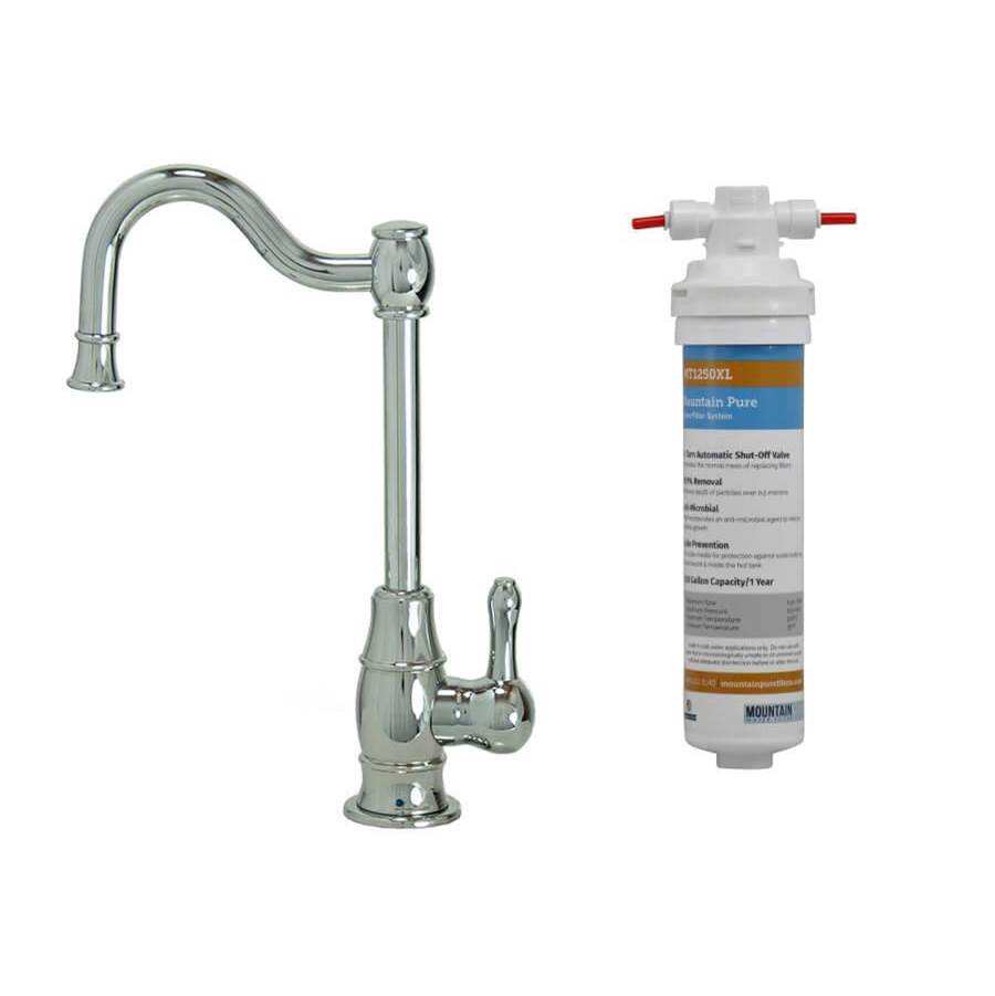 Mountain Plumbing - Point-of-Use Drinking Faucet with Traditional Double Curved Body & Curved Handle & Mountain Pure Water Filtration System - Polished Brass