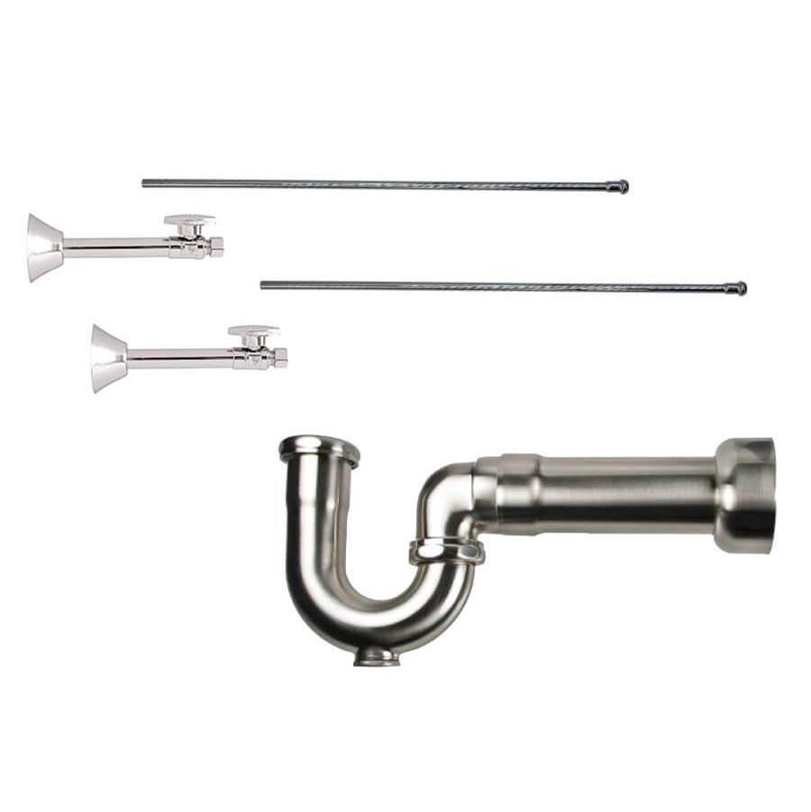 Mountain Plumbing - Lavatory Supply Kit - Brass Oval Handle with 1/4 Turn Ball Valve (MT317-NL) - Straight Sweat, Massachusetts P-Trap - Matte Black