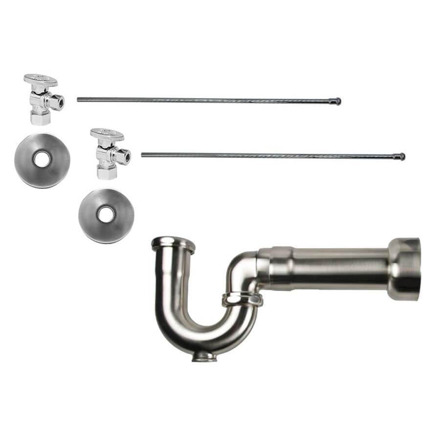 Mountain Plumbing - Lavatory Supply Kit - Brass Oval Handle with 1/4 Turn Ball Valve (MT403-NL) - Angle, Massachusetts P-Trap - Unlacquered Brass
