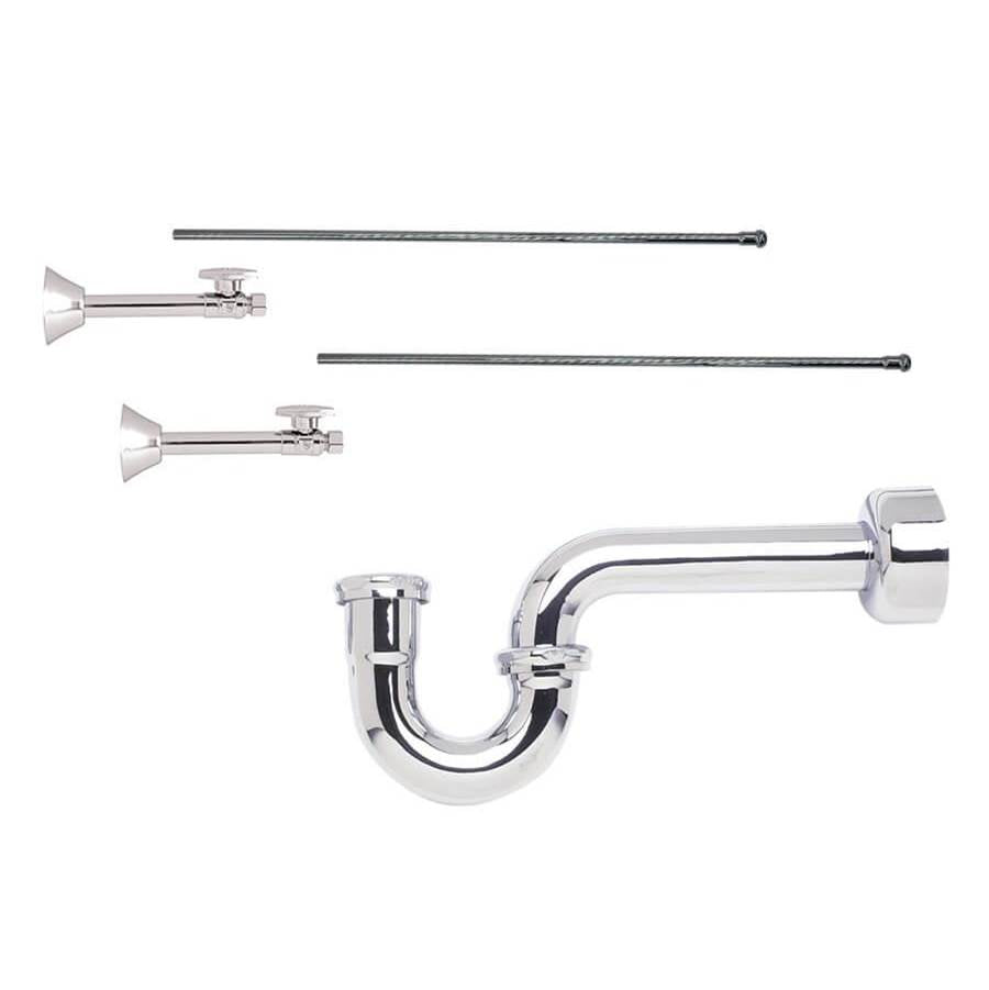 Mountain Plumbing - Lavatory Supply Kit - Brass Oval Handle with 1/4 Turn Ball Valve (MT317-NL) - Straight Sweat, P-Trap 1-1/4''