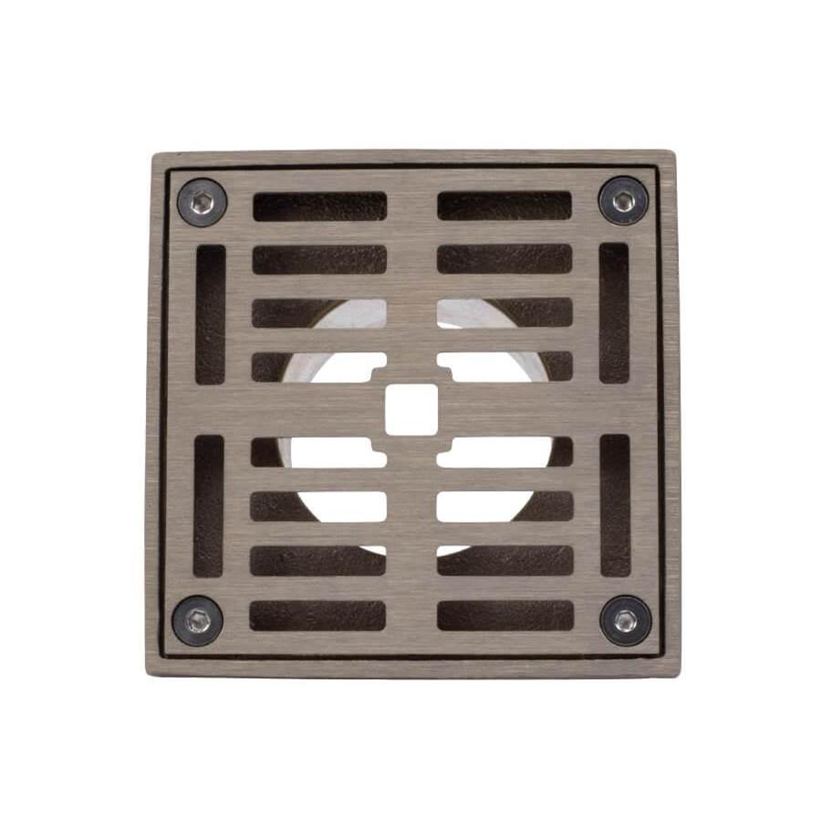 Mountain Plumbing - 4'' Square Solid Brass Grid Shower Drain - Black Nickel