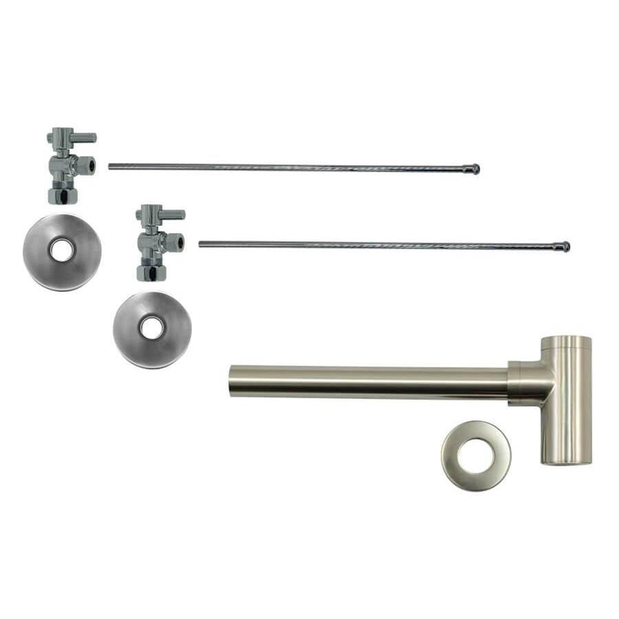 Mountain Plumbing - Lavatory Supply Kit - Mini Lever Handle with 1/4 Turn Ball Valve (MT521-NL) - Angle, Round Bottle Trap - Unlacquered Brass