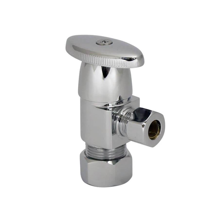 Mountain Plumbing - Brass Oval Handle with 1/4 Turn Ceramic Disc Cartridge Valve - Lead Free - Angle (1/2'' Compression)