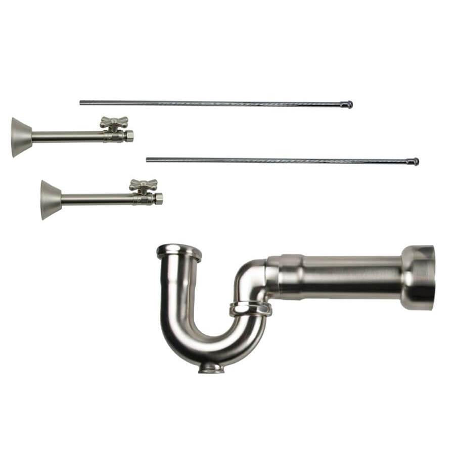 Mountain Plumbing - Lavatory Supply Kit - Brass Cross Handle with 1/4 Turn Ball Valve (MT631-NL) - Straight Sweat, Massachusetts P-Trap - Polished Brass