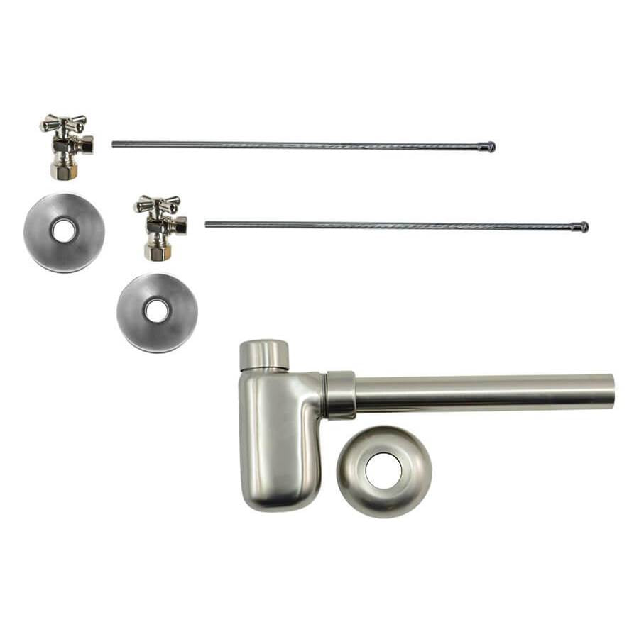 Mountain Plumbing - Lavatory Supply Kit - Brass Cross Handle with 1/4 Turn Ball Valve (MT621-NL) - Angle, Bottle Trap