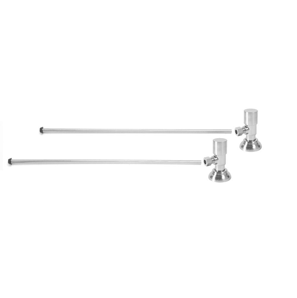 Mountain Plumbing - Lavatory Supply Kit - Contemporary Round Handle with 1/4 Turn Ceramic Disc Cartridge Valve (MT6004-NL) - Angle, No Trap - Unlacquered Brass