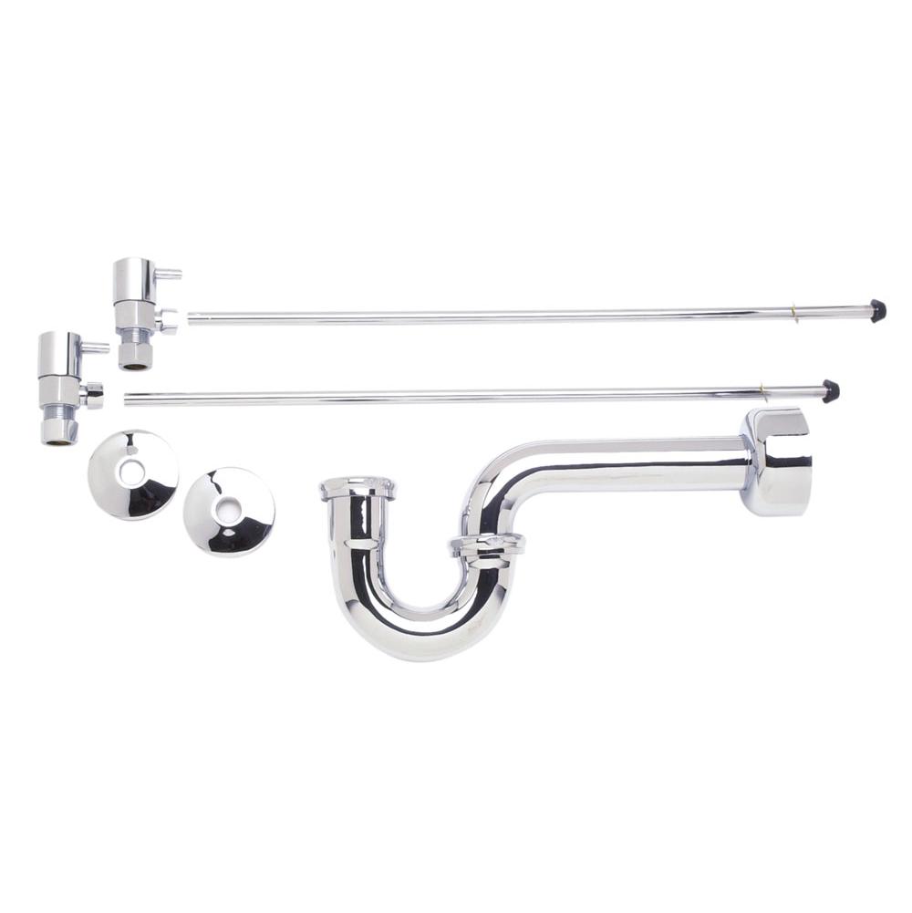 Mountain Plumbing - Lavatory Supply Kit - Contemporary Lever Handle with 1/4 Turn Ceramic Disc Cartridge Valve (MT5003L-NL) - Angle, P-Trap 1-1/4'' - Unlacquered Brass