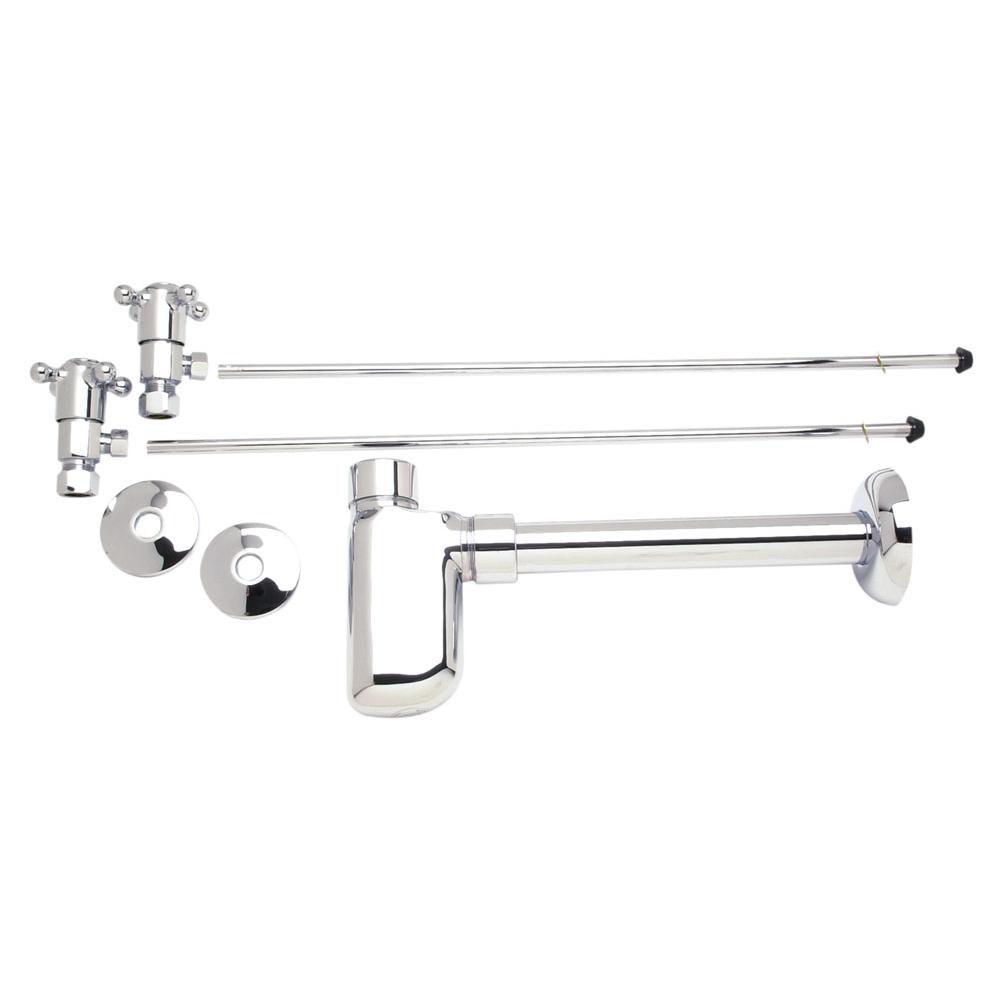 Mountain Plumbing - Lavatory Supply Kit - Brass Cross Handle with 1/4 Turn Ceramic Disc Cartridge Valve (MT4003X-NL) - Angle, Bottle Trap - Weathered Copper