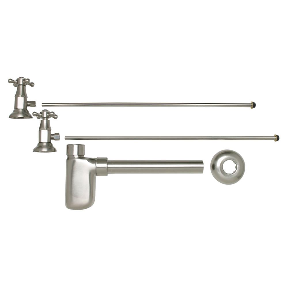 Mountain Plumbing - Lavatory Supply Kit - Brass Deluxe Cross Handle with 1/4 Turn Ceramic Disc Cartridge Valve (MT4004X-NL) - Angle, Bottle Trap - Weathered Copper