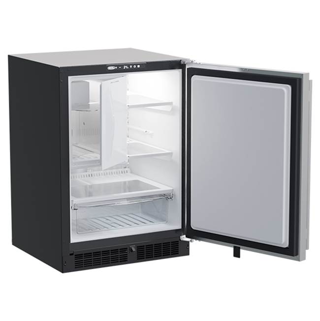 24'' Marvel Refrigerator Freezer With Crescent Ice Maker, Stainless Steel, Solid Door, Reversible Door