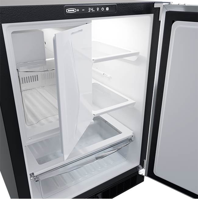 24'' Marvel Refrigerator Freezer With Crescent Ice Maker, Stainless Steel, Solid Door, Reversible Door